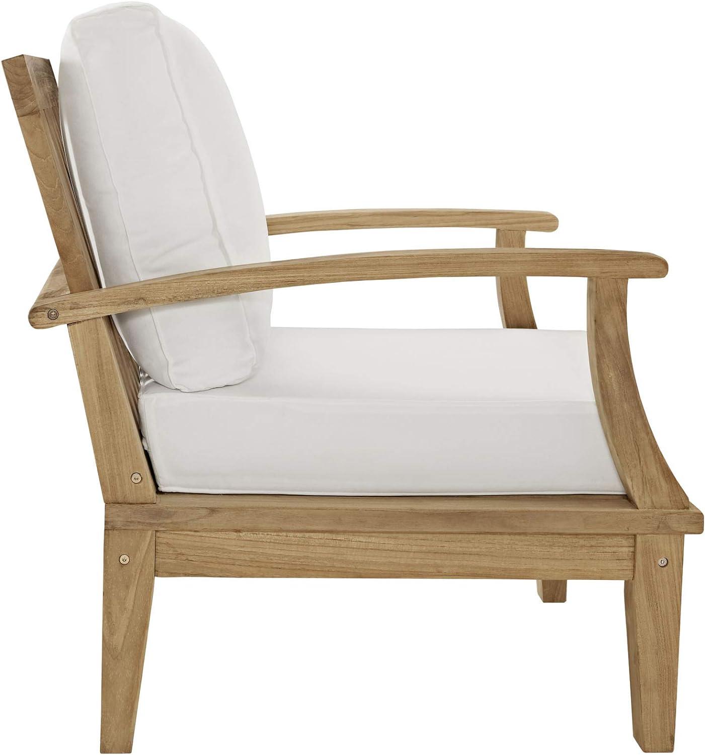 Natural White Teak Outdoor Accent Chair with Tapered Legs