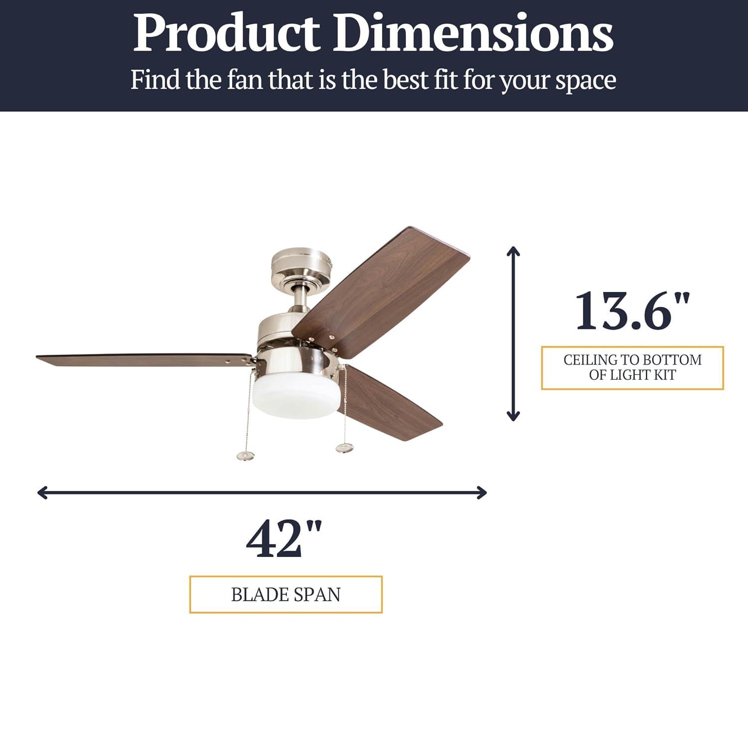 Prominence Home Reston 42-in Brushed Nickel with Burnt Oak/Chocolate Maple Blades Ceiling Fan With Light ( 3 -Blade )