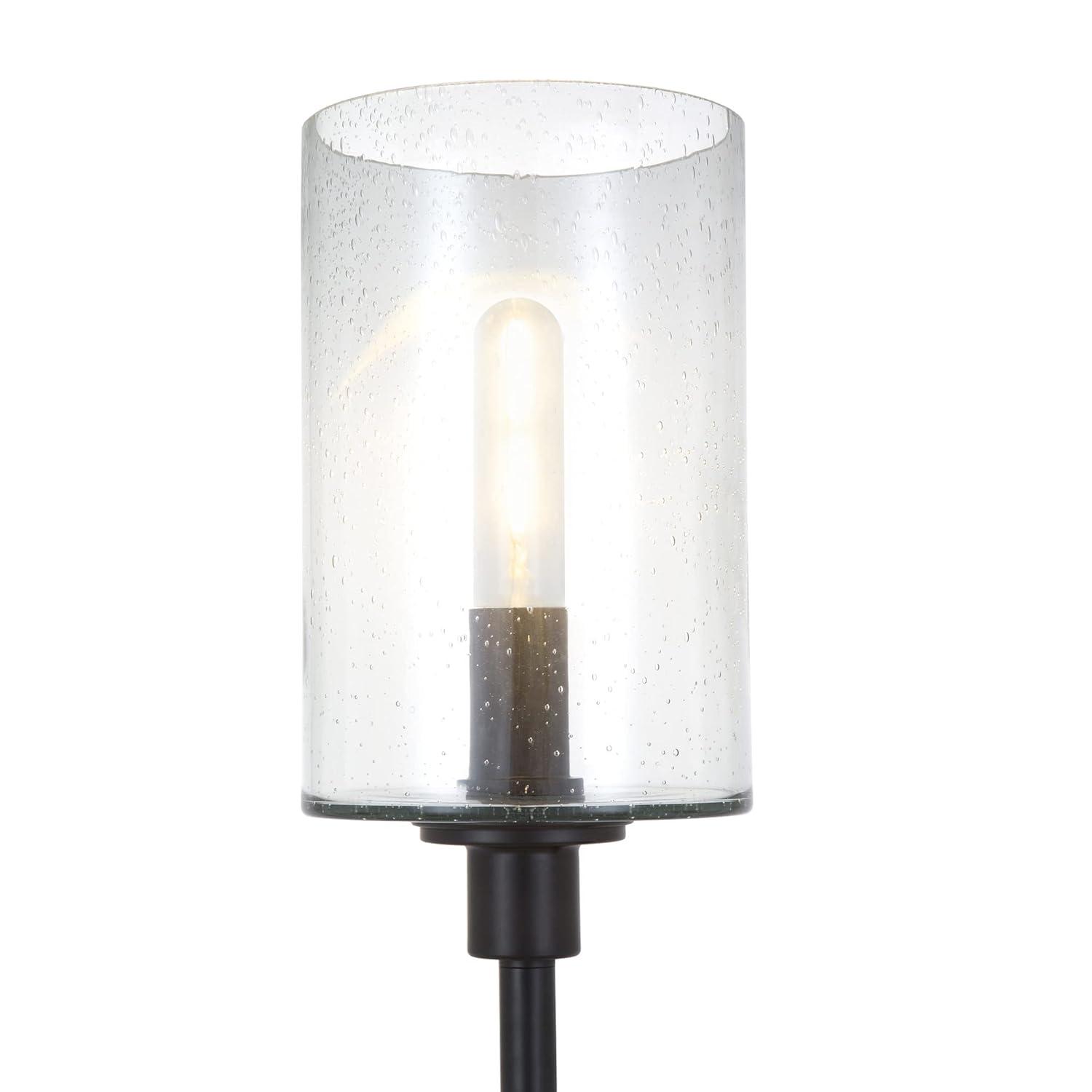 Evelyn&Zoe Industrial Metal Floor Lamp with Seeded Glass Shade