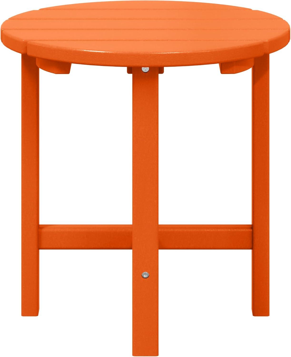 WestinTrends All-Weather Outdoor Patio Round Poly Adirondack Side Table, Orange