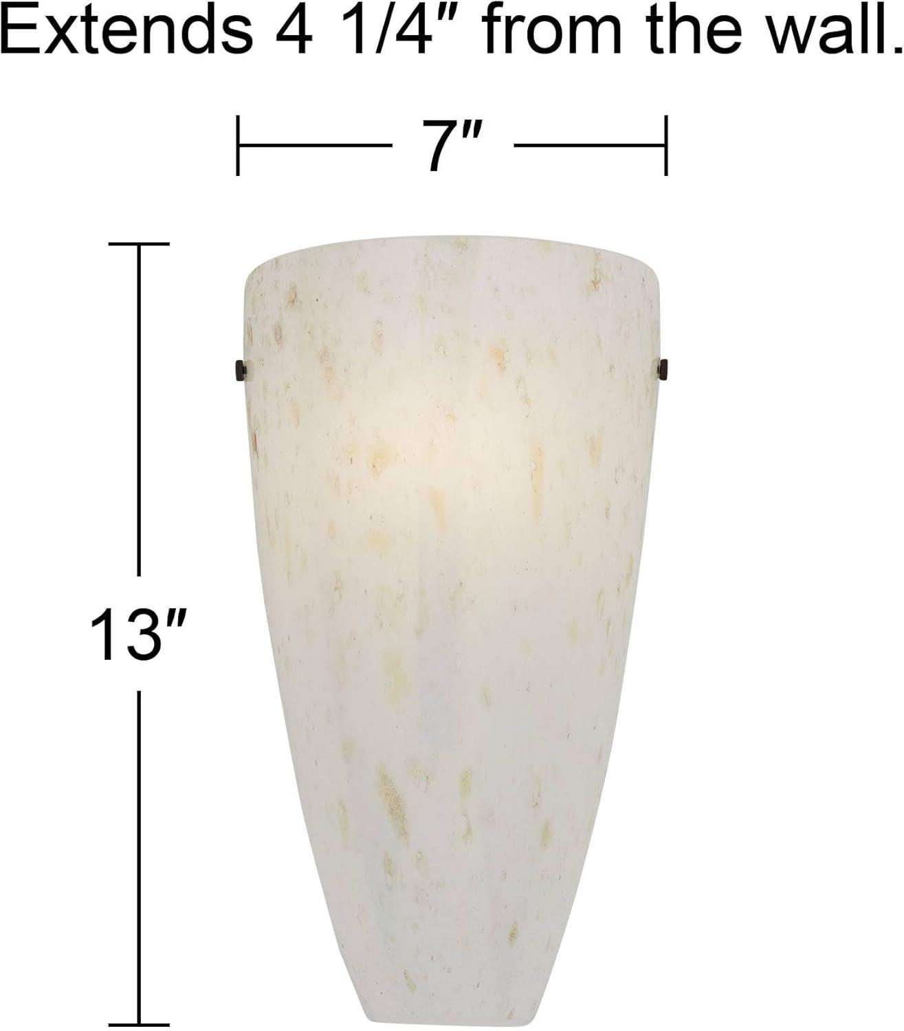Possini Euro Design Emelle Modern Wall Light Sconces Set of 2 Caramel Amber Art Glass Hardwire 7" Fixture for Bedroom Bathroom Vanity Living Room Home