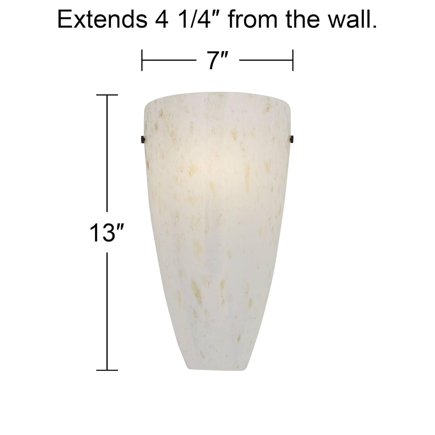 Possini Euro Design Emelle Modern Wall Light Sconces Set of 2 Caramel Amber Art Glass Hardwire 7" Fixture for Bedroom Bathroom Vanity Living Room Home