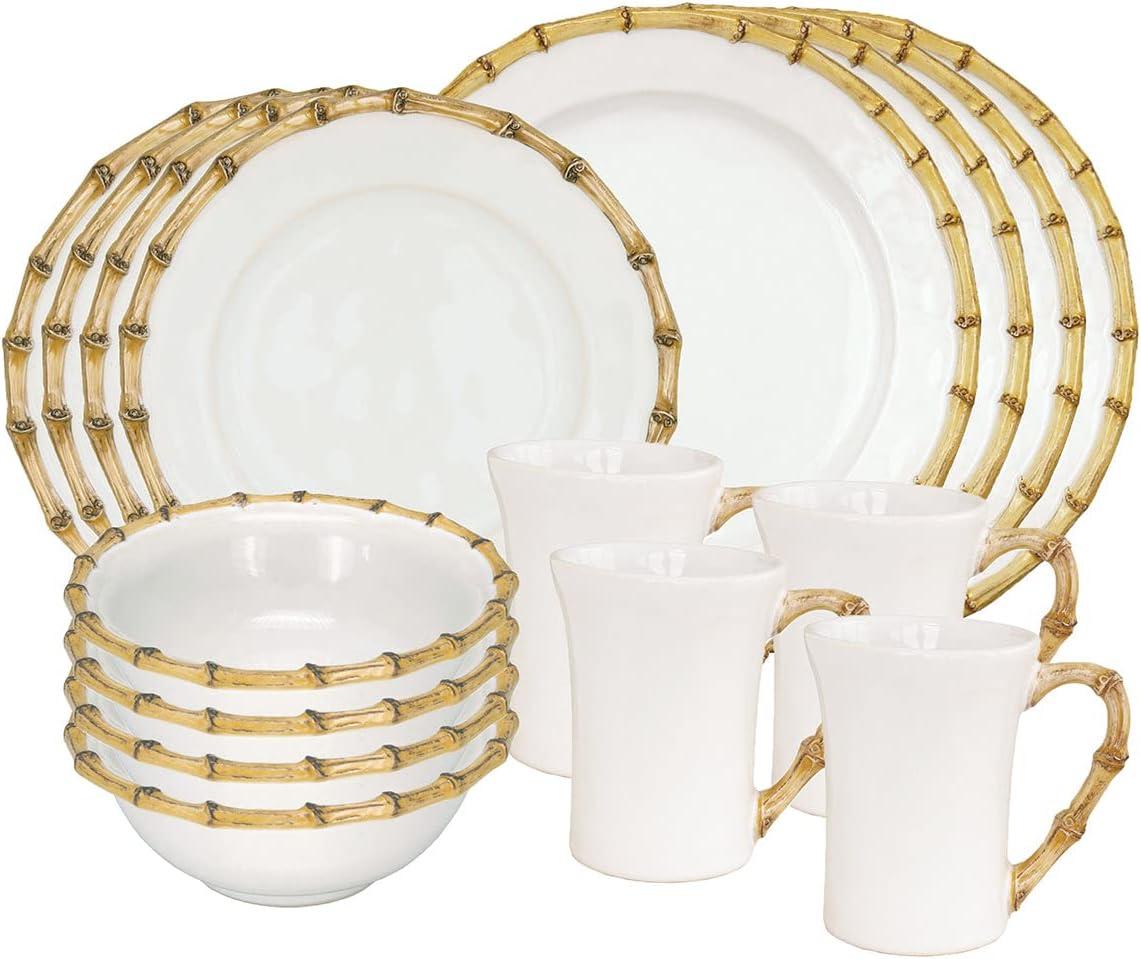 Bamboo 4 - Piece Place Setting - White/Natural