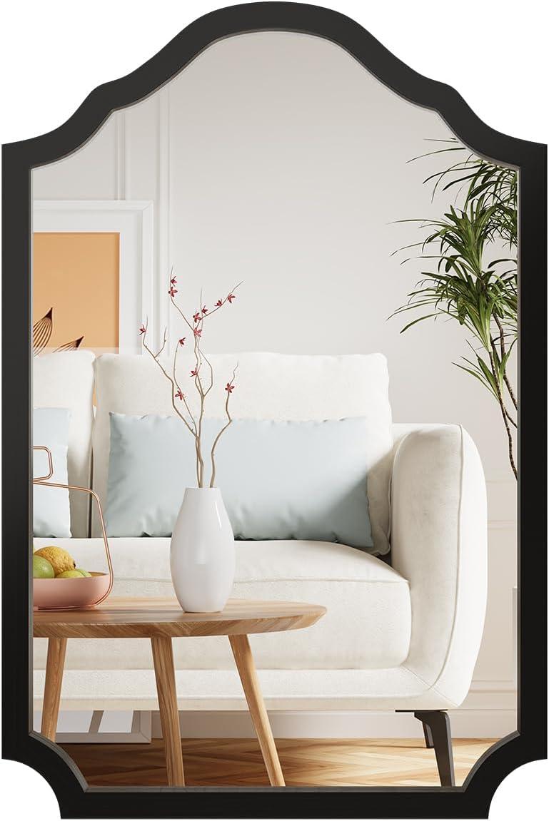 Funtouch Irregular Wall Mirrors 24"x 36" Cloud Shaped Mirrors for Bathroom, Aluminum Alloy Frame Black