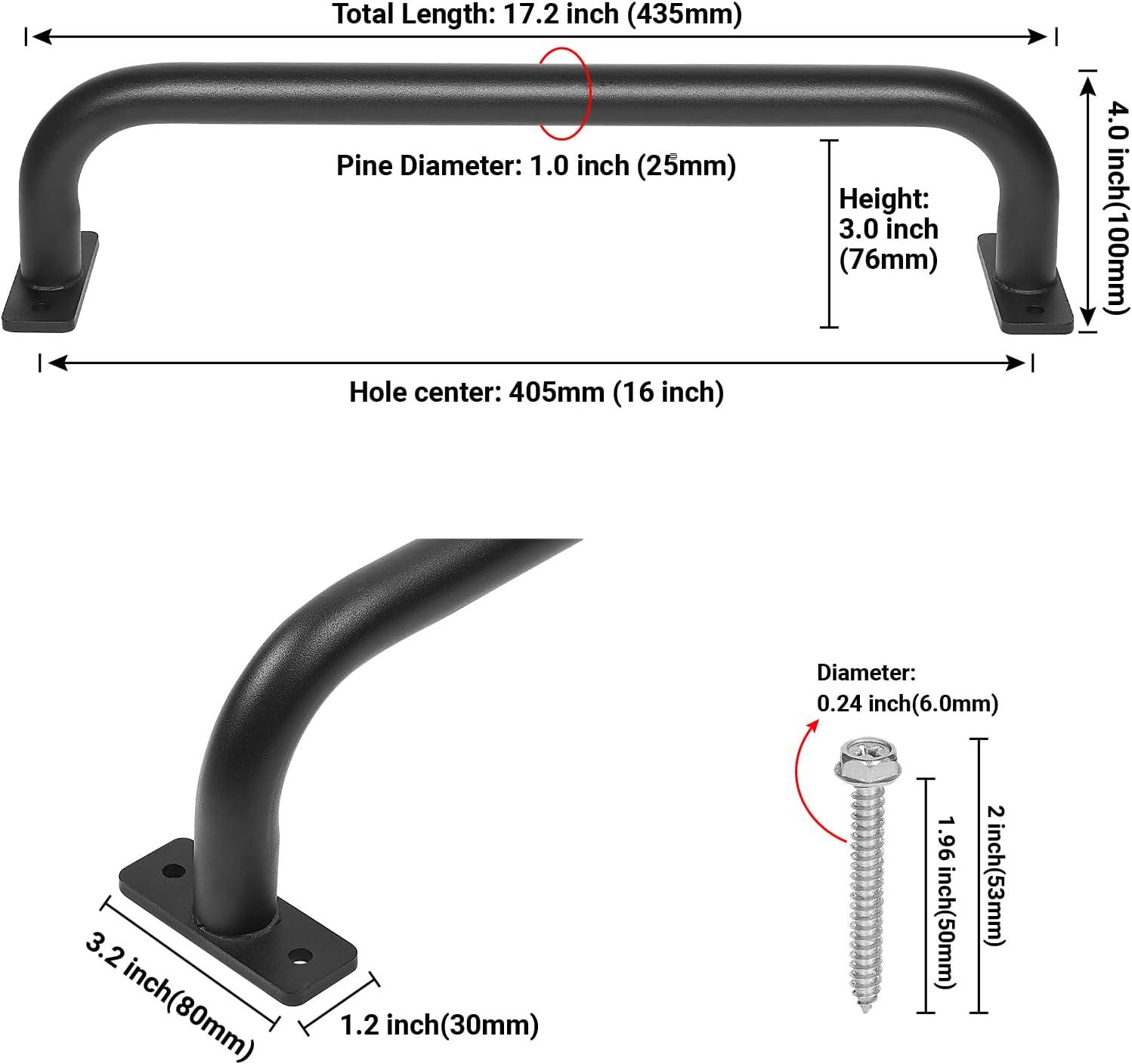 ESPETS 2 Pack 17 Inch Matte Black Safety Handles for Playground Equipment - Swing Set Accessories Grab Handles, Playset Hand Grips, Indoor Monkey Bars for Jungle Gym, Playhouse, Climbing Frame