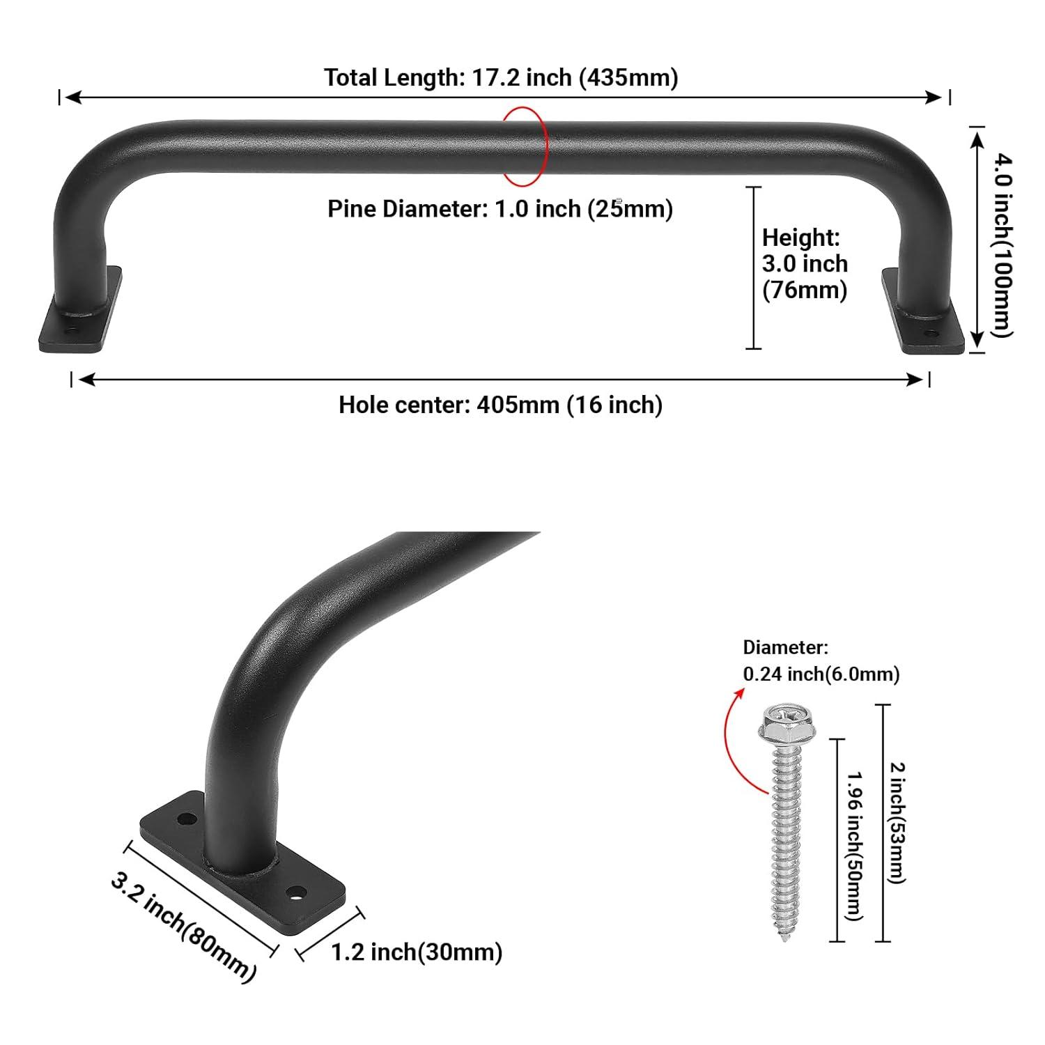 ESPETS 2 Pack 17 Inch Matte Black Safety Handles for Playground Equipment - Swing Set Accessories Grab Handles, Playset Hand Grips, Indoor Monkey Bars for Jungle Gym, Playhouse, Climbing Frame