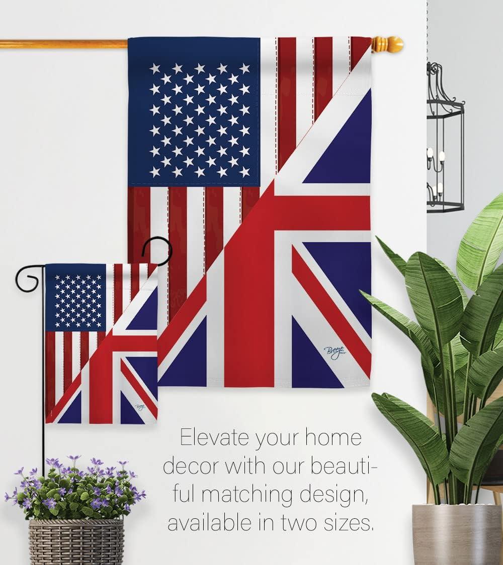 Breeze Decor 58380 US UK Friendship 2-Sided Impression Garden Flag - 13 x 18.5 in.