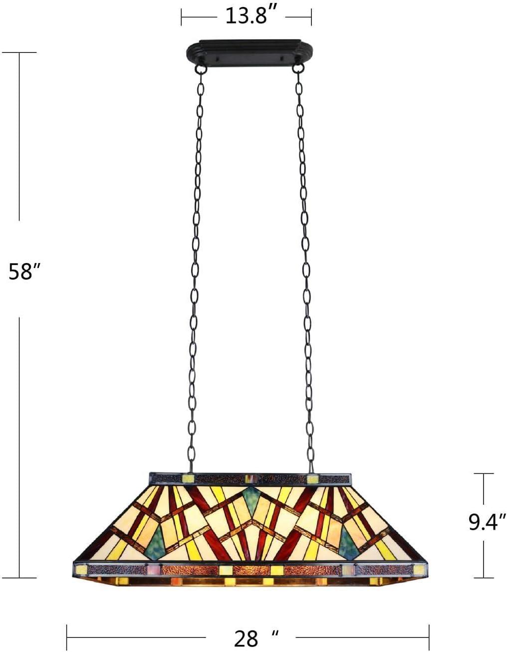 Radiance Goods Mission Tiffany-Style 3 Light Island Pendant 28" Wide