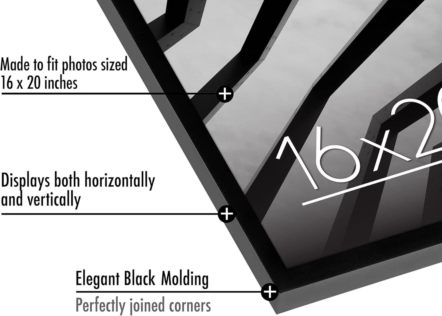Americanflat 16x20 Poster Frame with Polished Plexiglass - Streamline Collection - Thin Border Picture Frame for Wall Display - Black