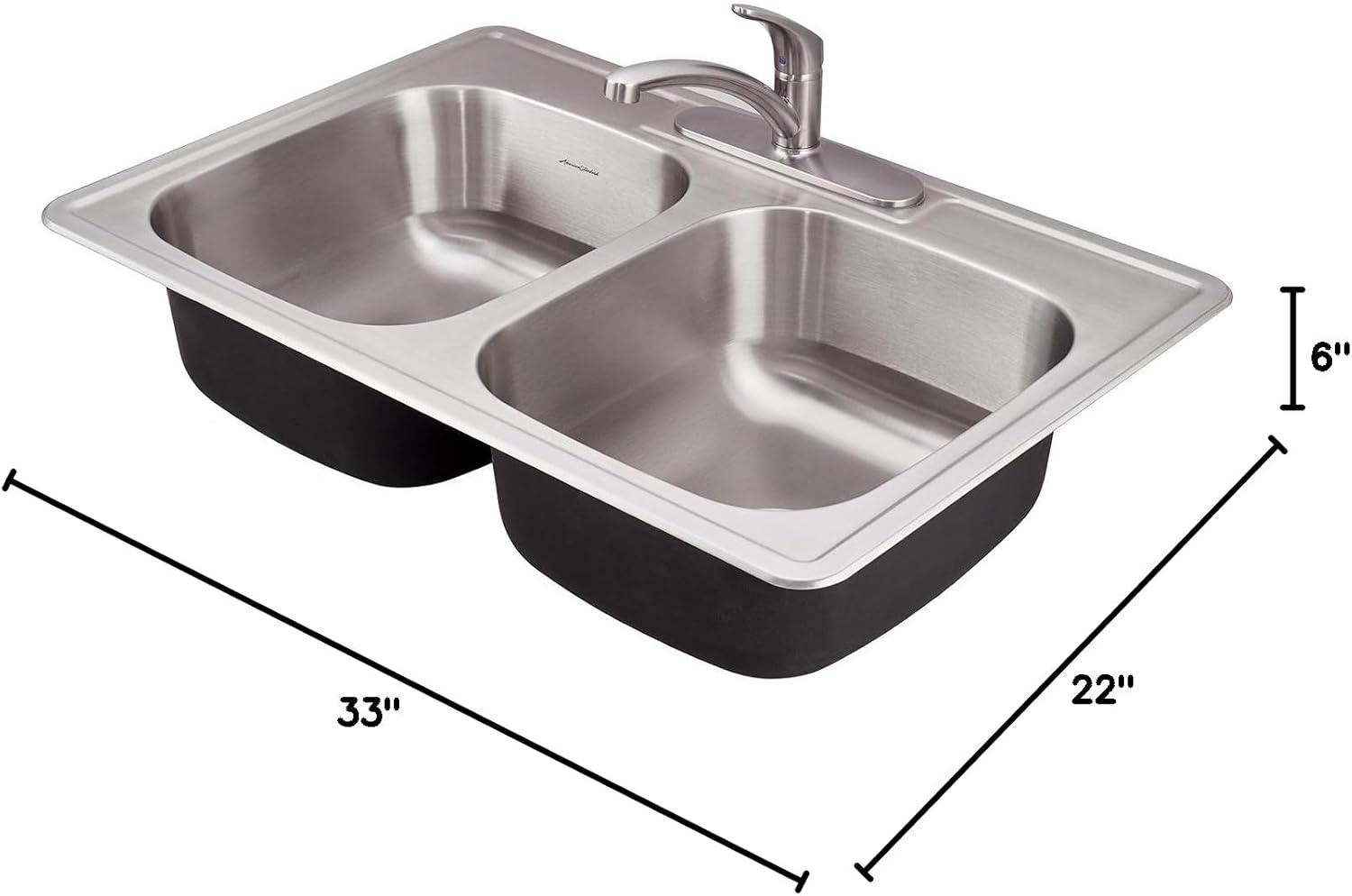 Colony 33'' L Drop-In Double Bowl Stainless Steel Kitchen Sink