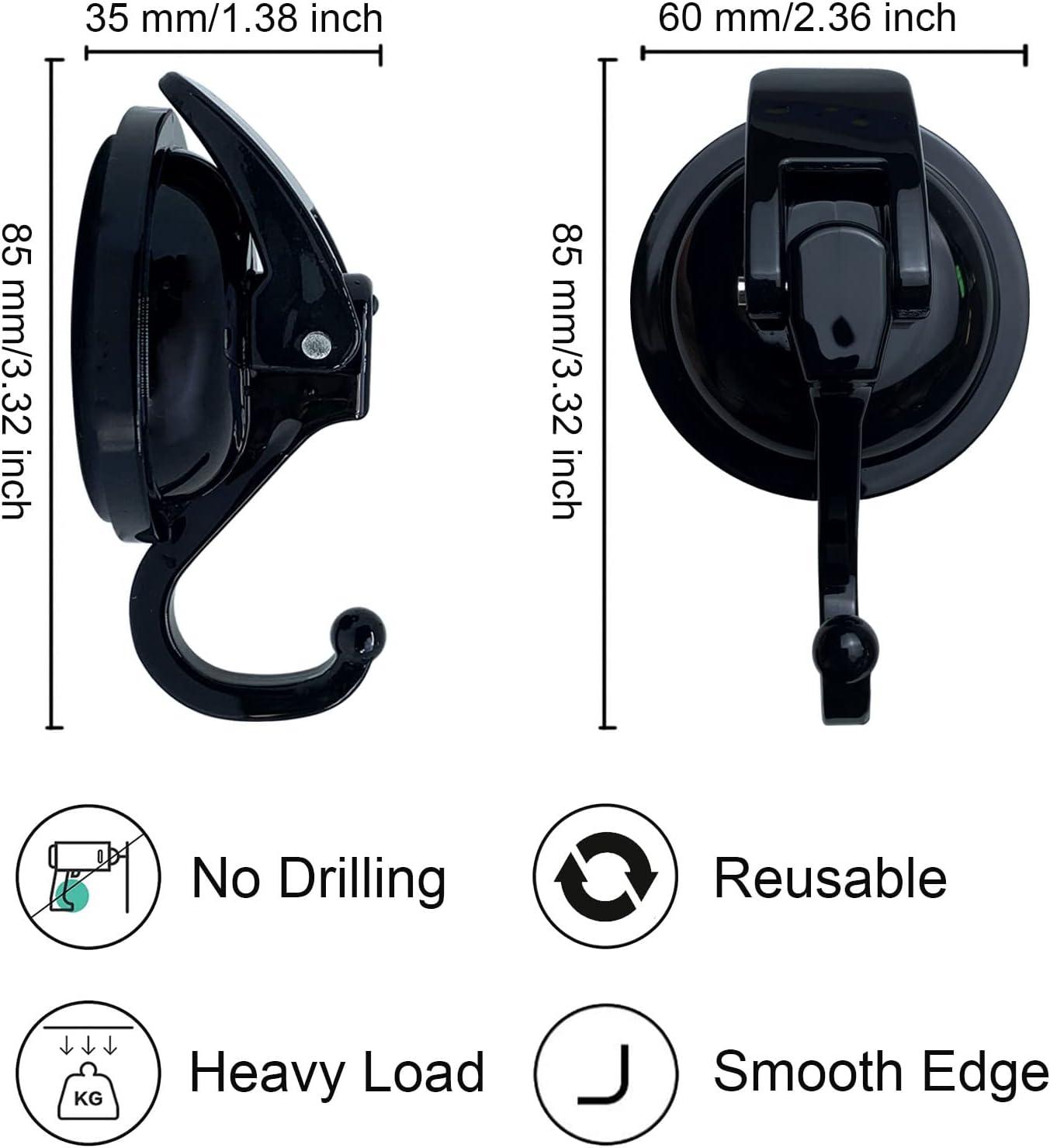 Yapicoco Shower hooks for inside shower loofah, 2 Pack Bathroom Vacuum Suction cup hooks for shower wall, heavy duty Hooks for hanging, Reusable wall hooks for Kitchen Restroom Towel Robe Coat Wreath