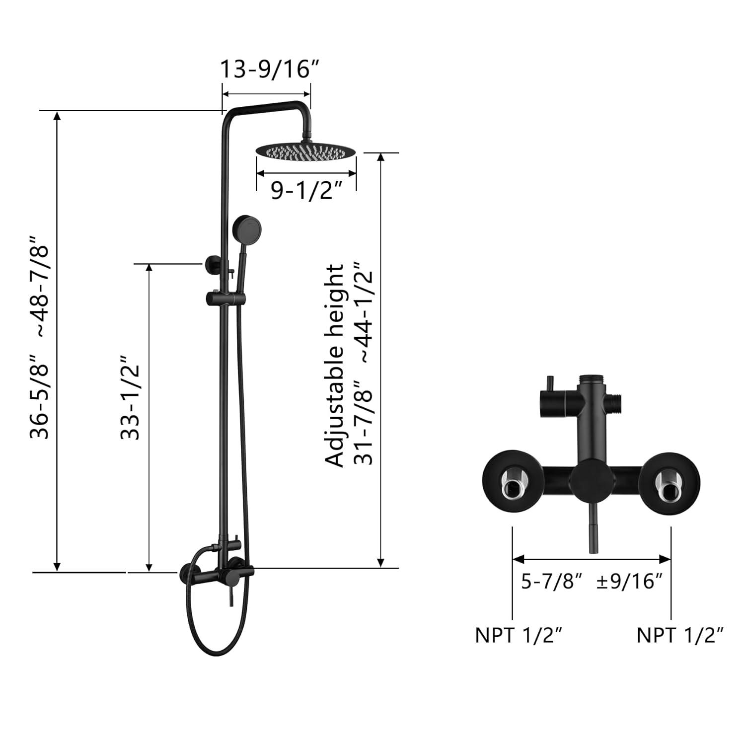 Outdoor Shower Fixture SUS304 Shower Faucet Combo Set Stainless Steel 8 Rainfall Shower Head