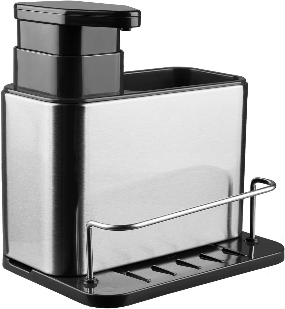 Stainless Steel 3-in-1 Kitchen Sink Soap Dispenser Caddy