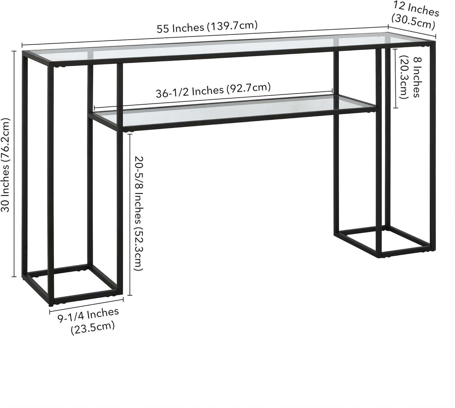 Marilyn Blackened Bronze 55" Wide Console Table with Glass Top