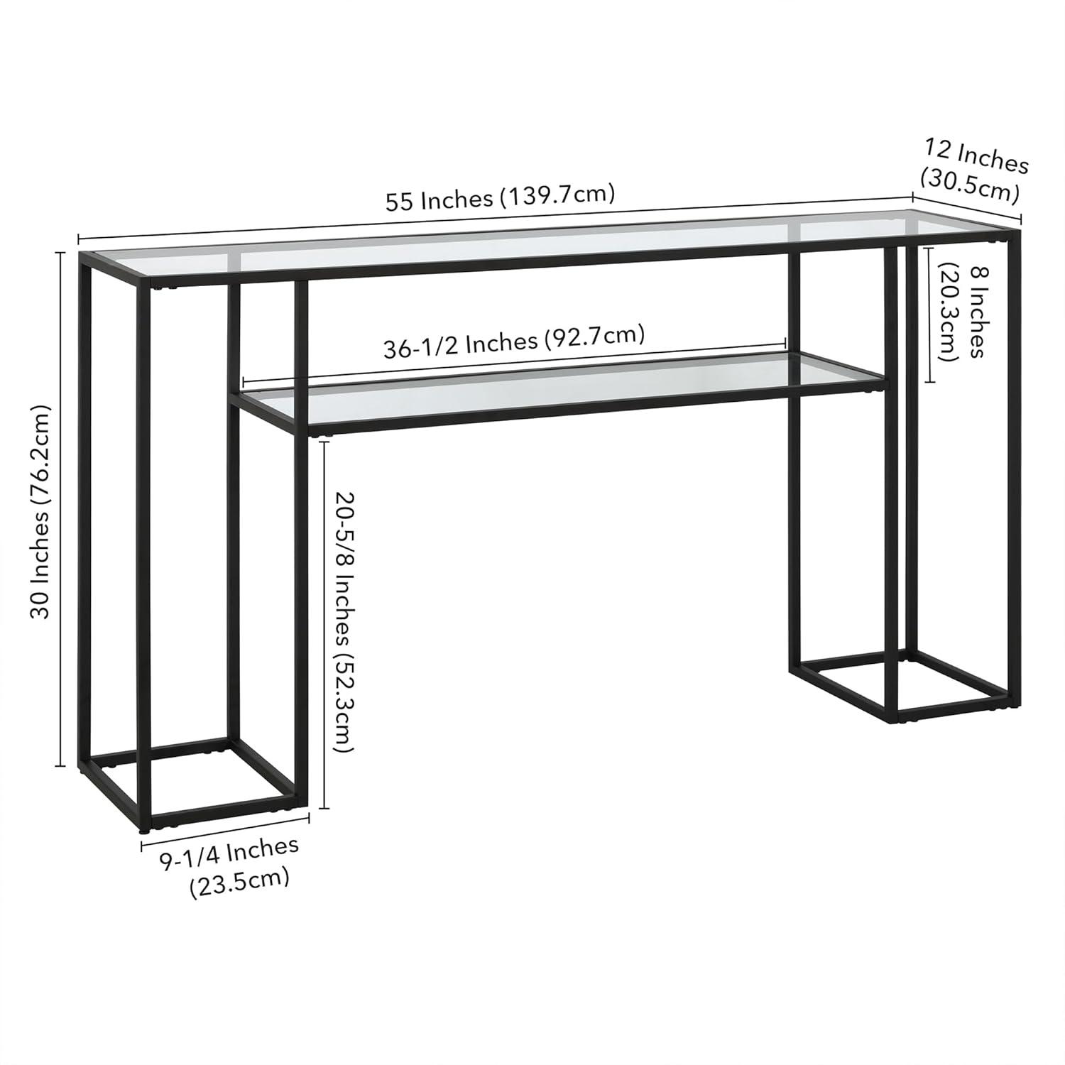 Evelyn&Zoe Marilyn 55" Wide Rectangular Console Table, Blackened Bronze