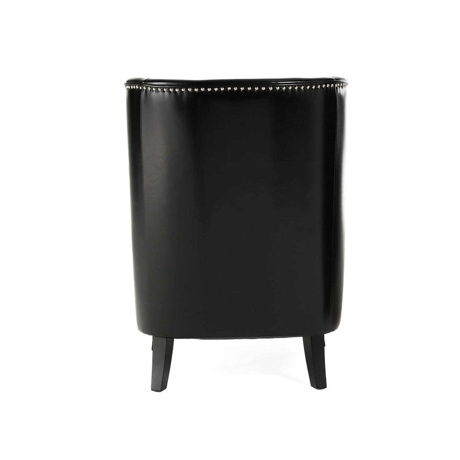 Christopher Knight Home Canterburry High Back Bonded Leather Wing Chair by  Club Chairs Black