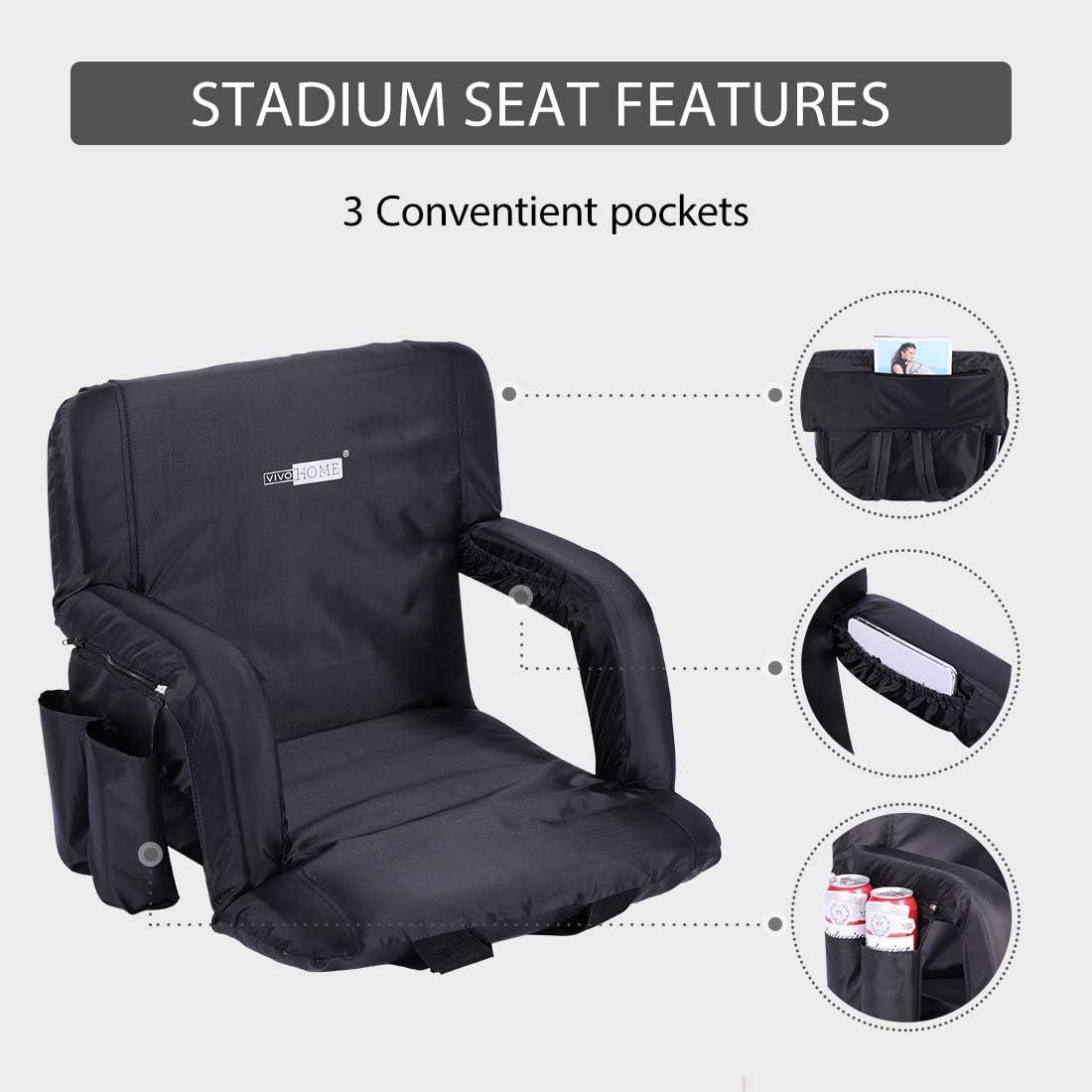 SPECSTAR Foldable Stadium Seat Chair for Bleachers with Padded Back Support and Armrests 2 pack
