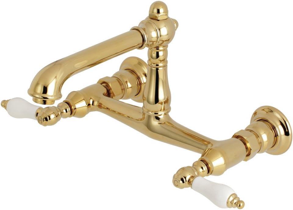 Kingston Brass English Country Two-Handle 2-Hole Wall Mount Bathroom Faucet