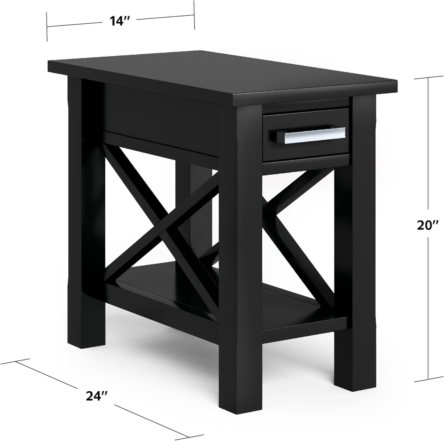 Simpli Home Kitchener Solid Wood Narrow Side Table in Black