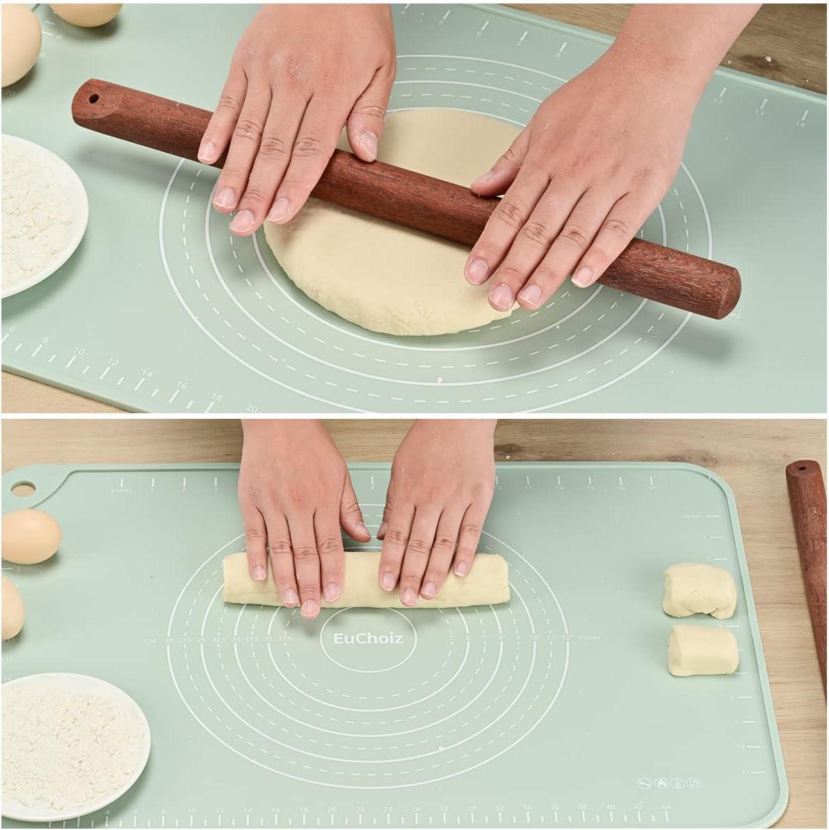 Silicone Pastry Mat 24"*16" Extra Thick Non Stick Baking Mat Food Grade Silicone Dough Rolling Bake Mat with Edge Heightening
