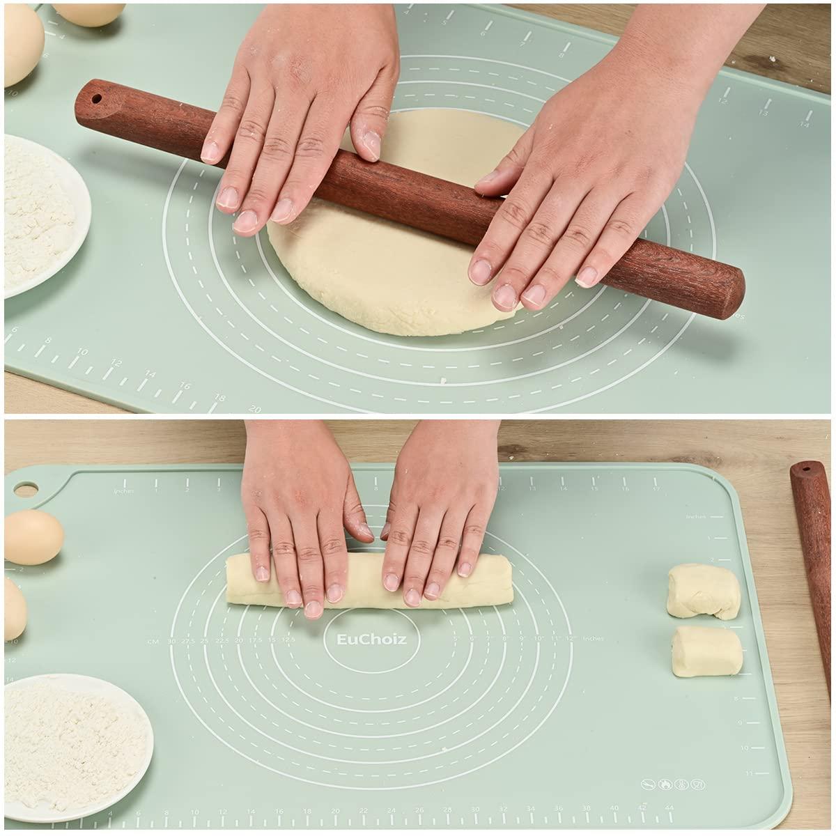 Silicone Pastry Mat 24"*16" Extra Thick Non Stick Baking Mat Food Grade Silicone Dough Rolling Bake Mat with Edge Heightening