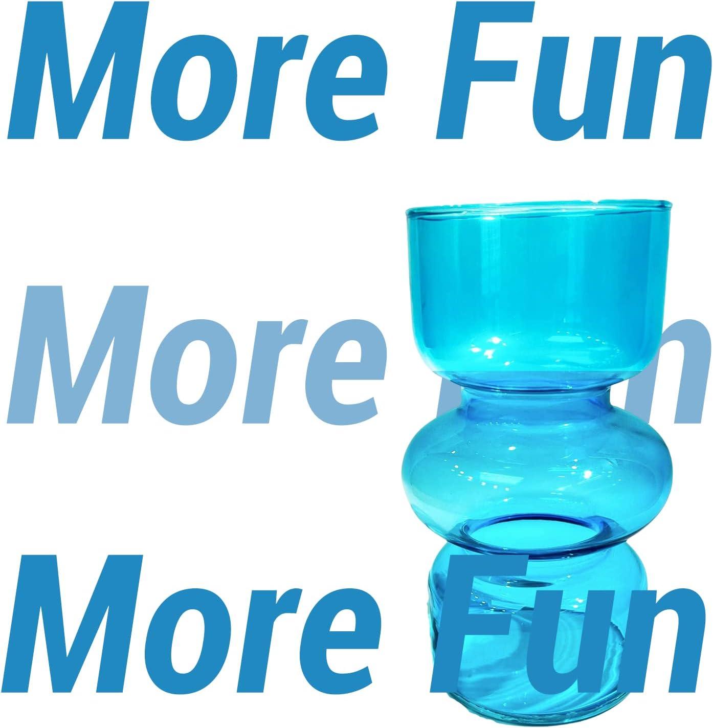 BLOFLO Blue Transparent Glass Hydroponic Vase, 7Inches Colored Glass Vase for Flower, Modern Geometric Three-Layer Floral Vases for Home Office Wedding Table Décor(Blue)