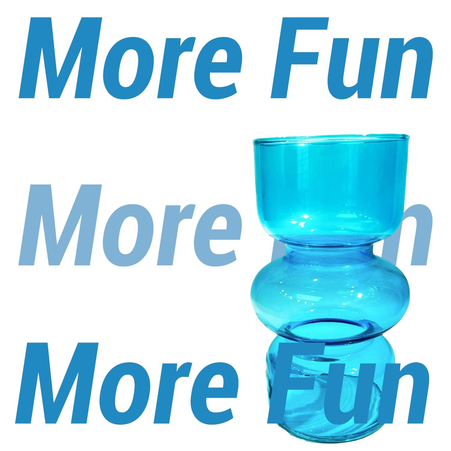 BLOFLO Blue Transparent Glass Hydroponic Vase, 7Inches Colored Glass Vase for Flower, Modern Geometric Three-Layer Floral Vases for Home Office Wedding Table Décor(Blue)