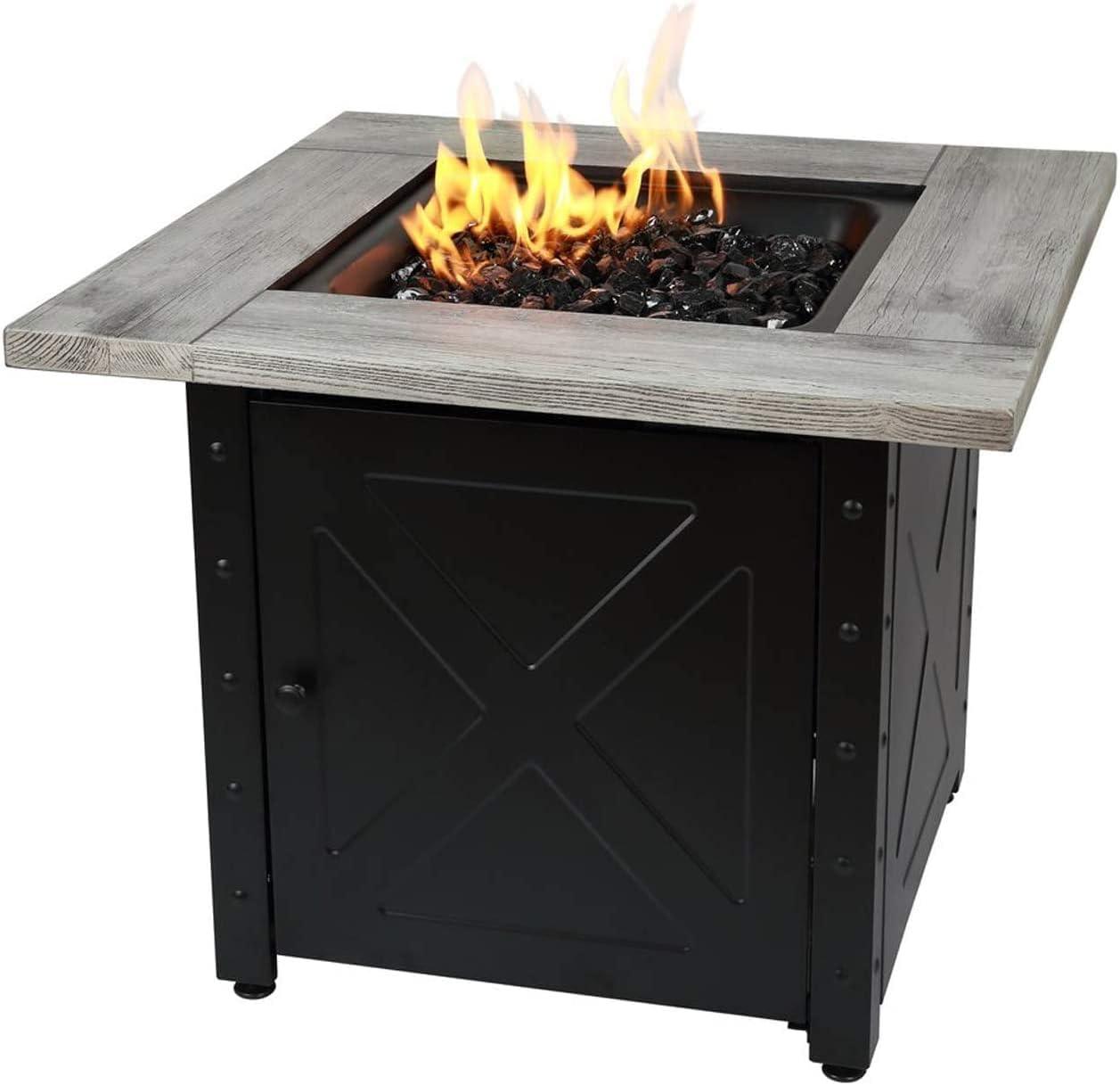 Endless Summer Mason by Endless Summer, 30" Square LP Gas Fire Table with Faux Wood Mantel