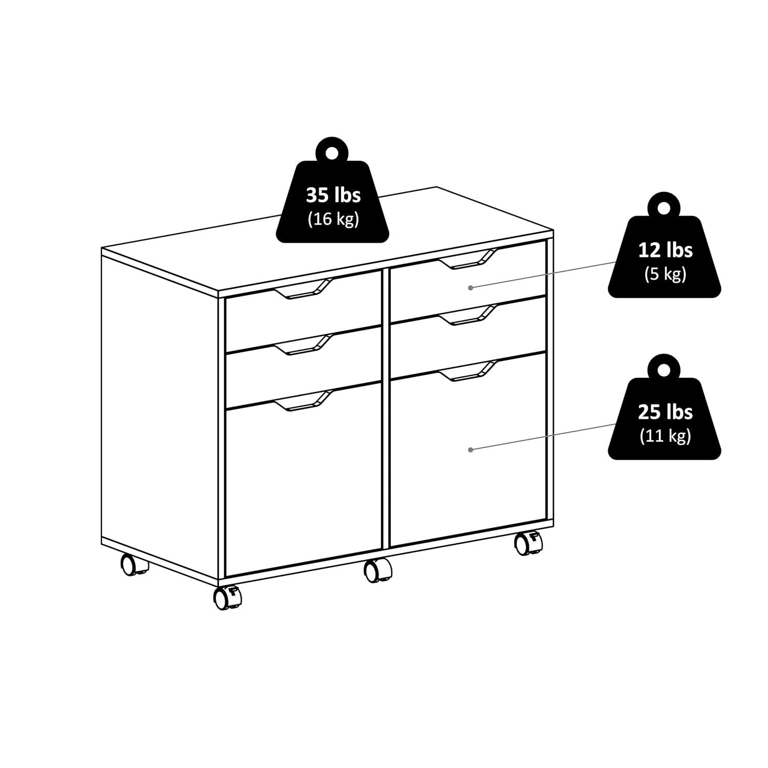 Halifax 2 Sections Mobile Storage Cabinet Black - Winsome: Wheeled Organizer with Locking Casters