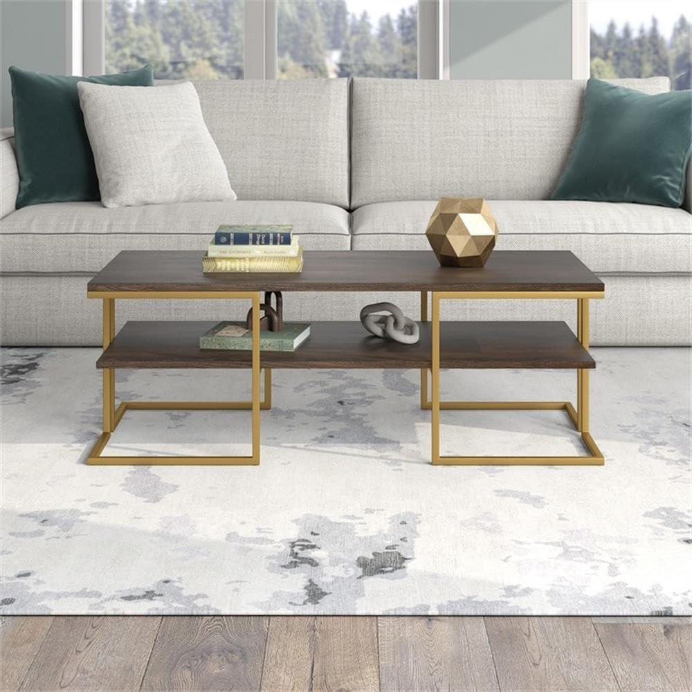 Henn&Hart 45" Gold Coffee Table