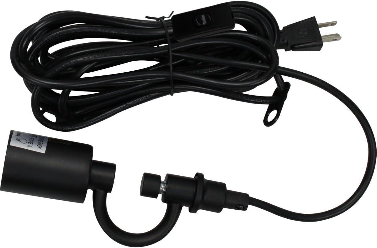 Home Concept Black Swag Plug-in Pendant with Shallow Drum Shade