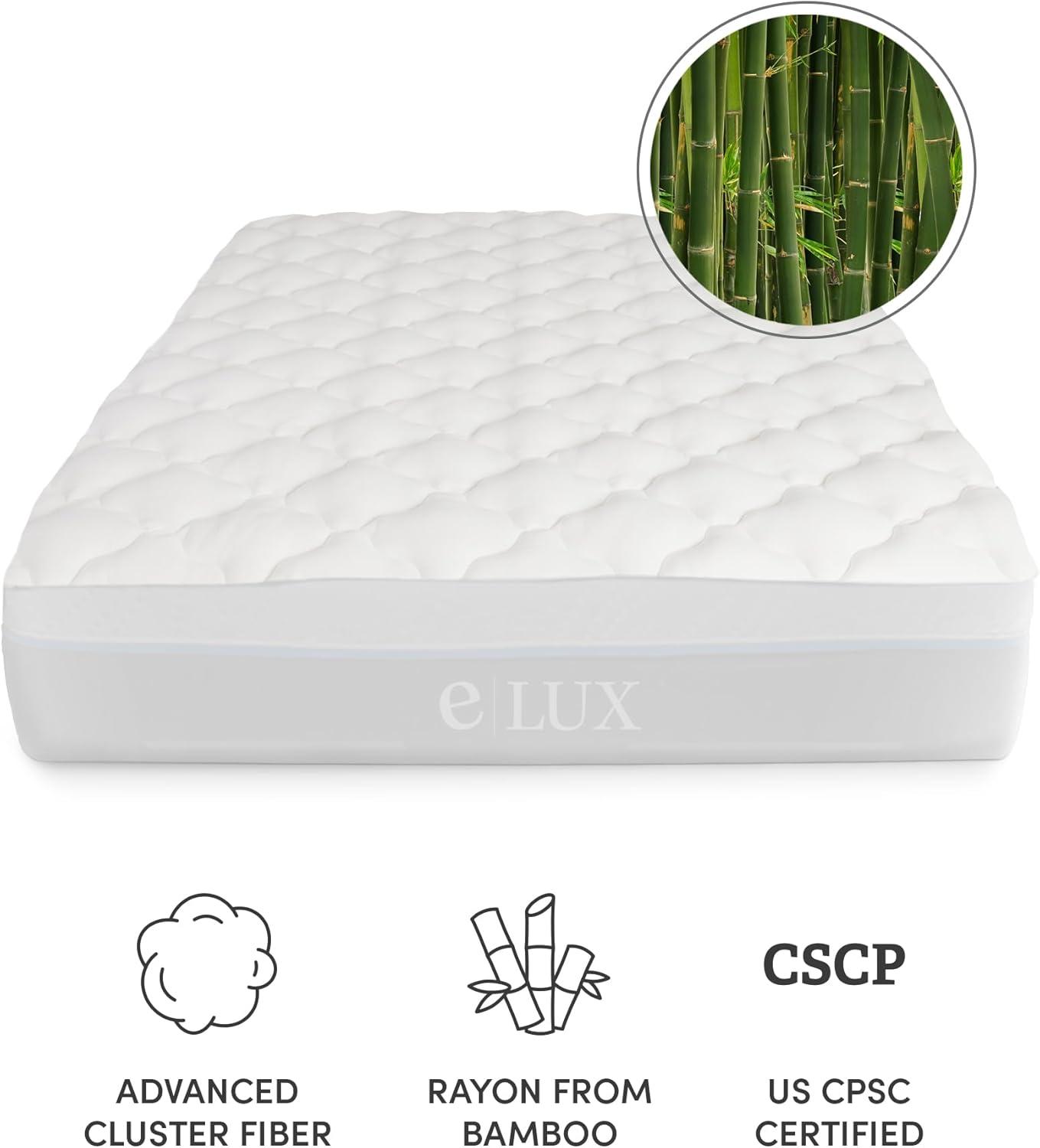 ExceptionalSheets Rayon from Bamboo Mattress Pad with Fitted Skirt - Extra Plush Cooling Topper - Twin XL