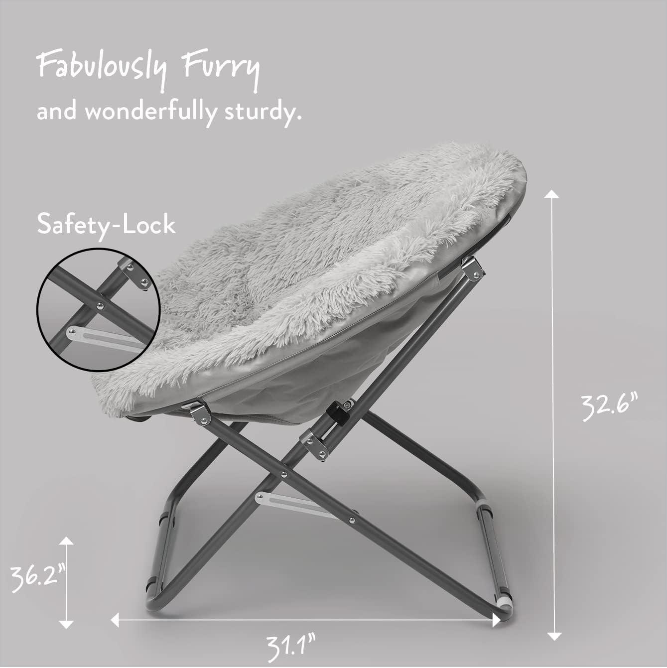 Urban Shop Mongolian Faux Fur Oversized Moon Chair, Silver