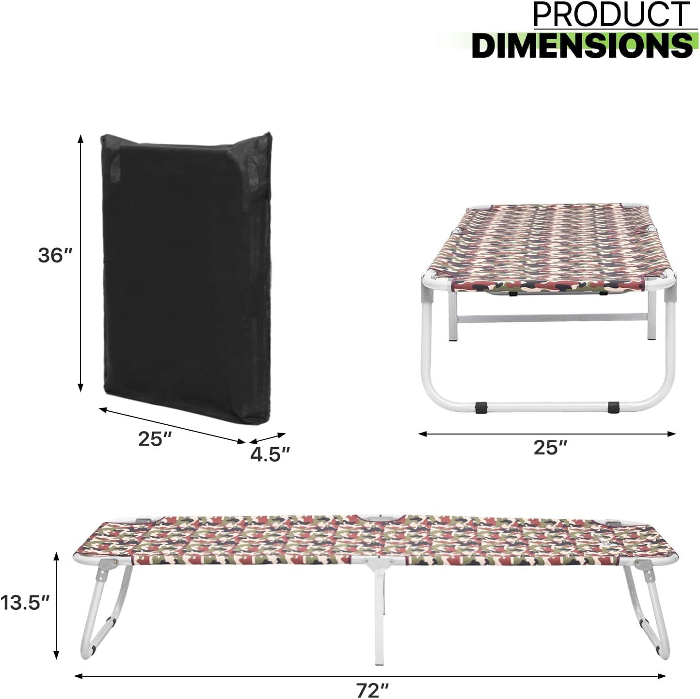 Magshion Portable Military Fold Up Camping Bed Cot + Free Storage Bag Camo