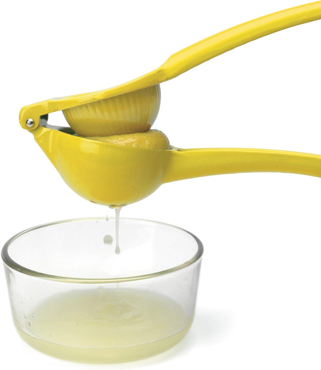 Prepworks Lemon Squeezer: Aluminum Citrus Press, Dishwasher-Safe, Yellow Juicer, 3" Height, 0.46 lbs