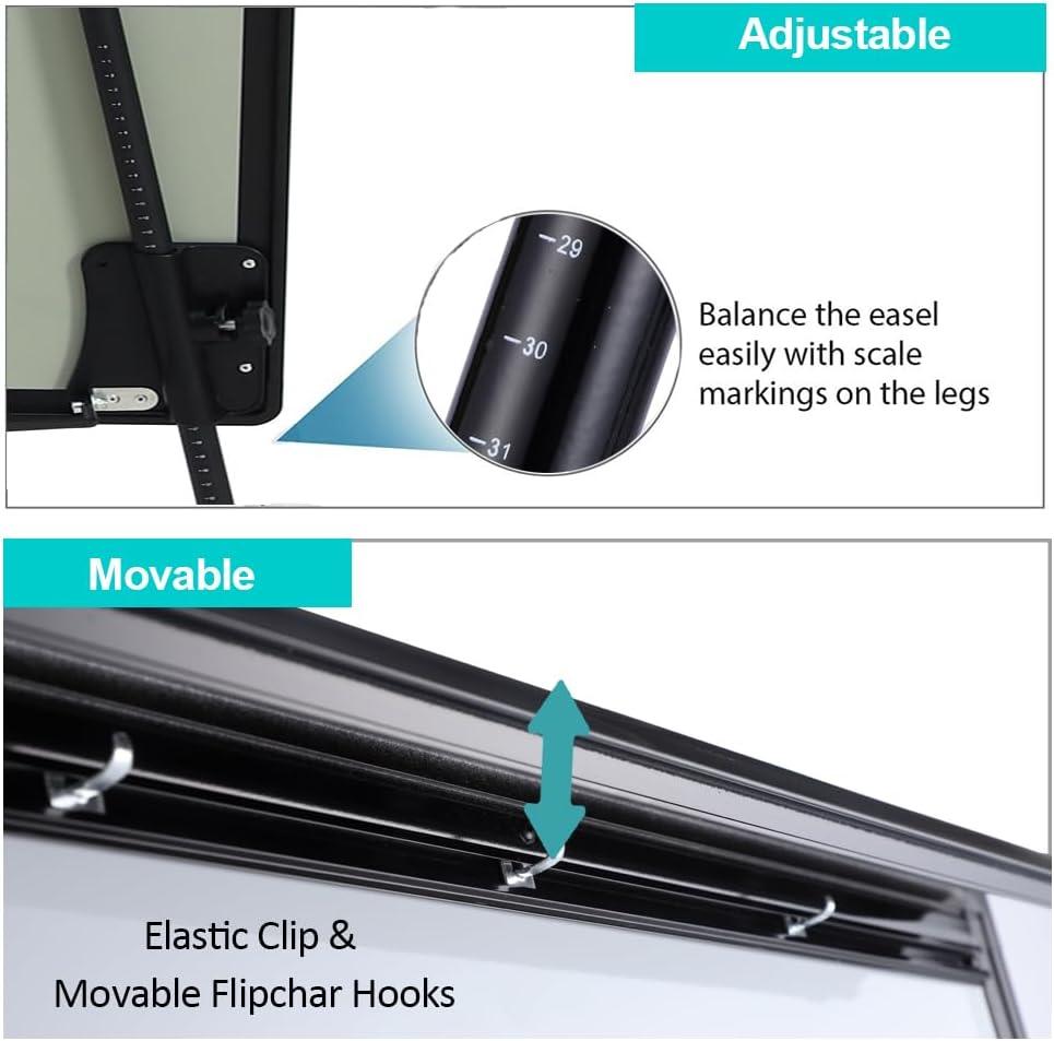 Adjustable Magnetic Whiteboard Easel with Tripod Stand and Flipchart