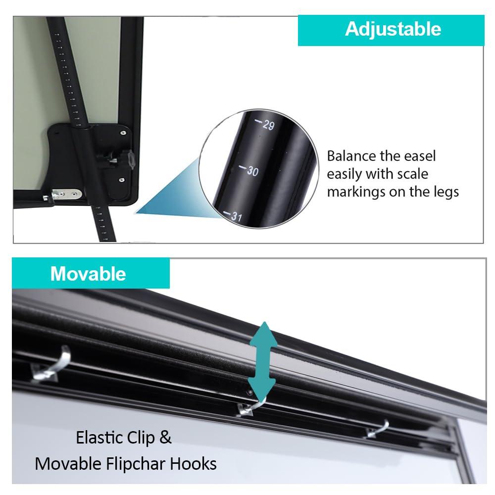 Adjustable Magnetic Whiteboard Easel with Tripod Stand and Flipchart