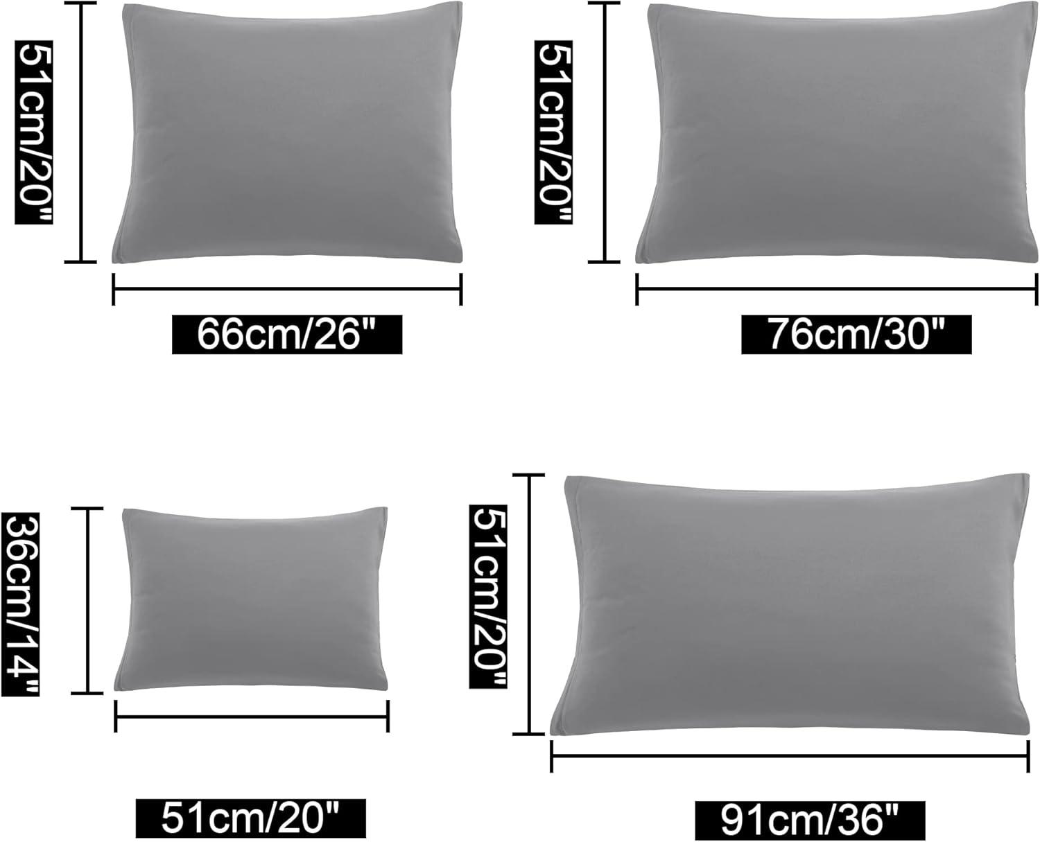 Gray Polyester Standard/Queen Zippered Pillowcases Set