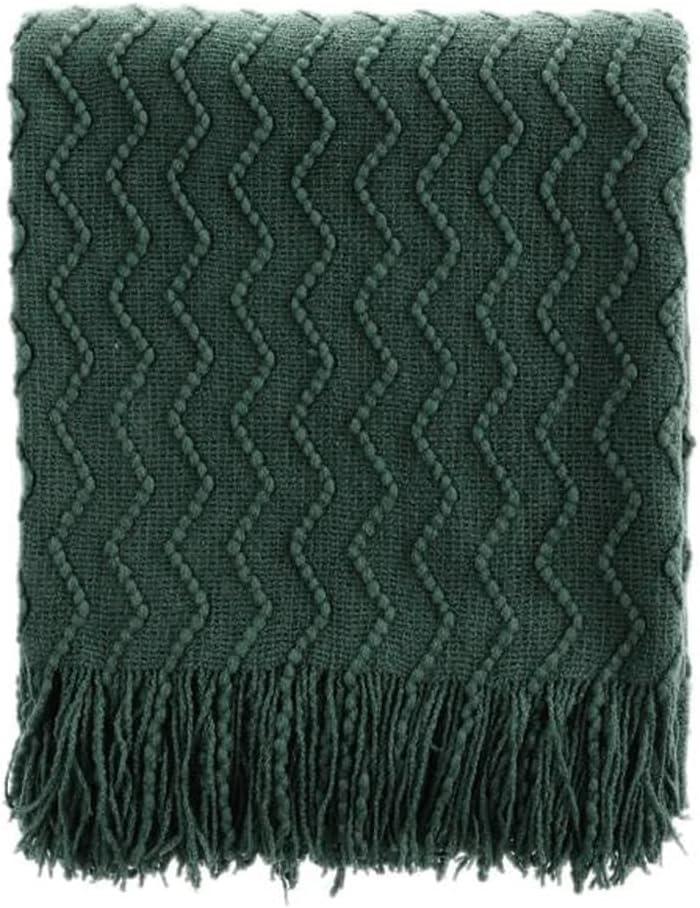 Battilo Green Throw Blanket for Couch, Textured Soft Green Blanket Throw,Dorm Essentials,50"x60"