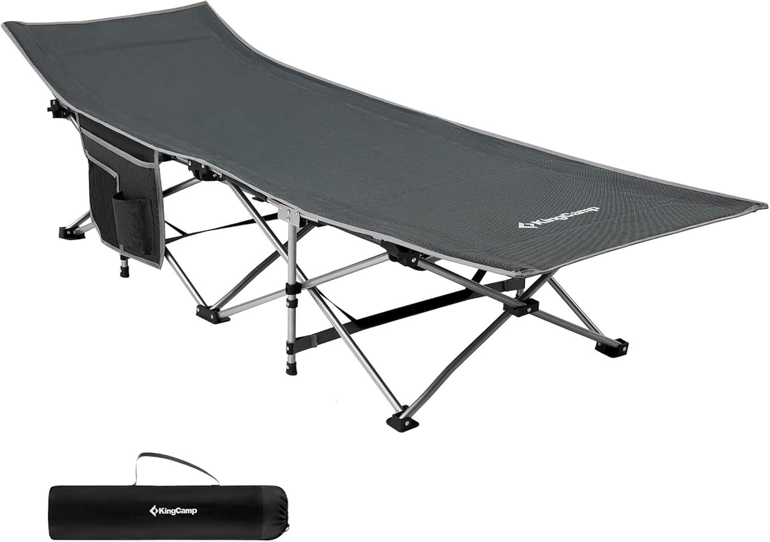KingCamp Folding Portable Outdoor Camping Cot w/ Multi Layer Side Pocket | Wayfair