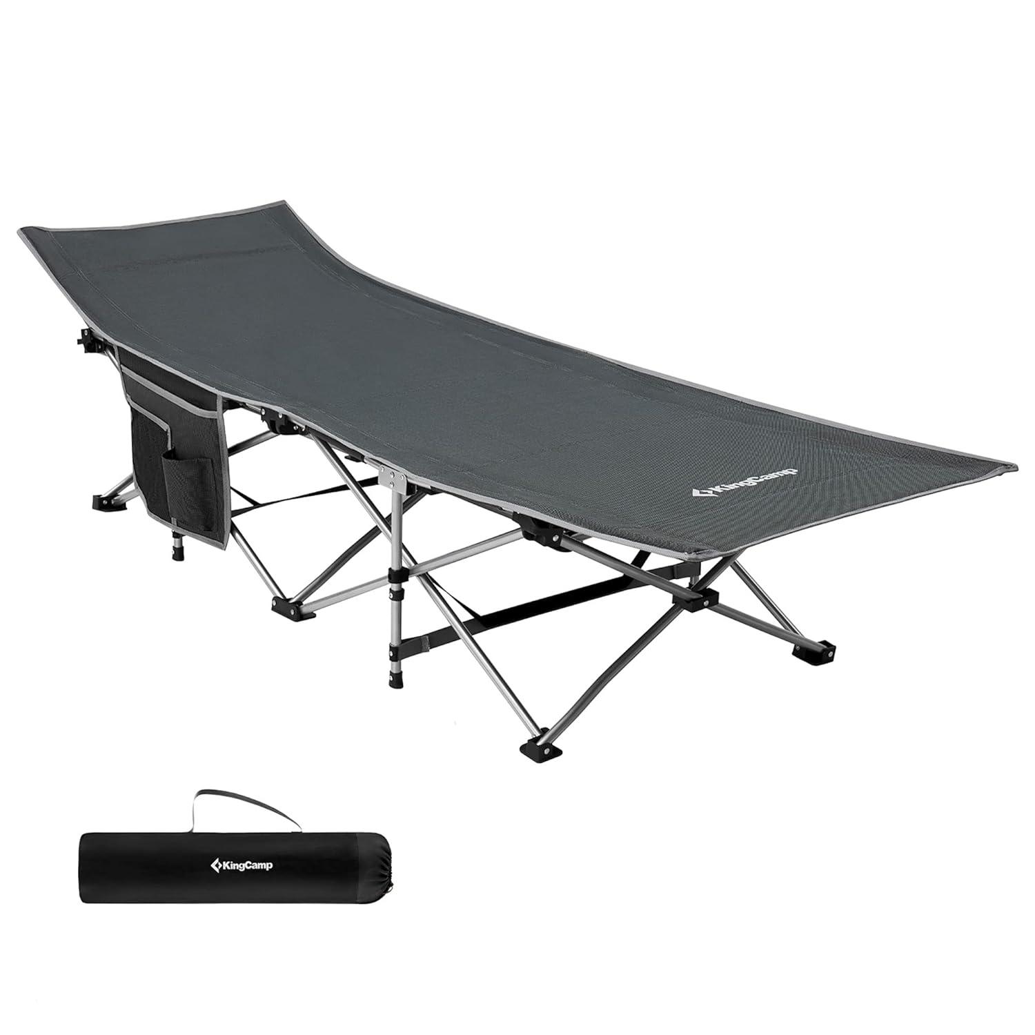 KingCamp Folding Portable Outdoor Camping Cot w/ Multi Layer Side Pocket | Wayfair