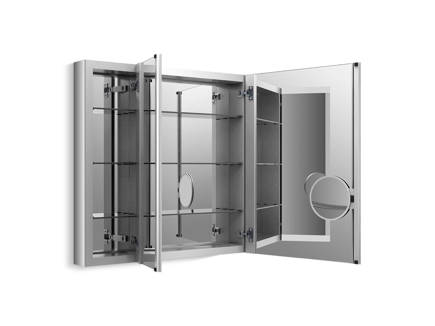 KOHLER Verdera® Aluminum Triple-Door Medicine Cabinet, Frameless with Adjustable Shelves