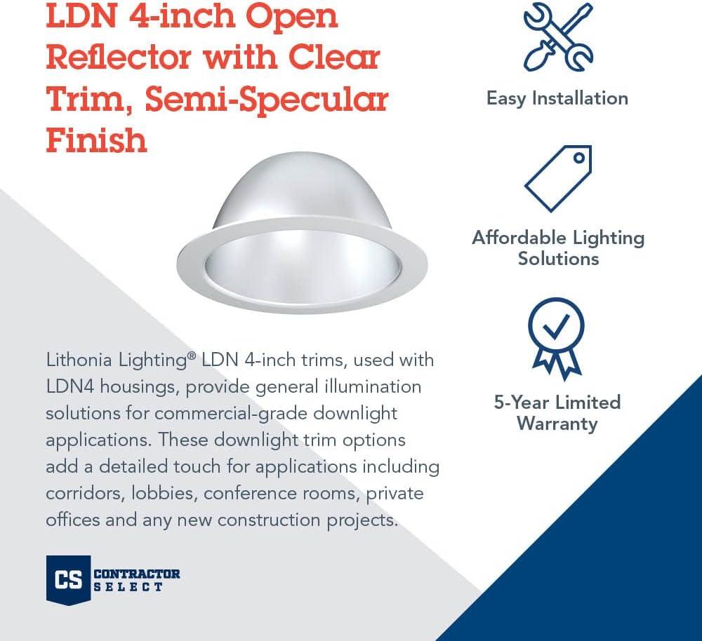 Lithonia Lighting Lo4 Lss Trim 4" Led Reflector Recessed Trim - Clear