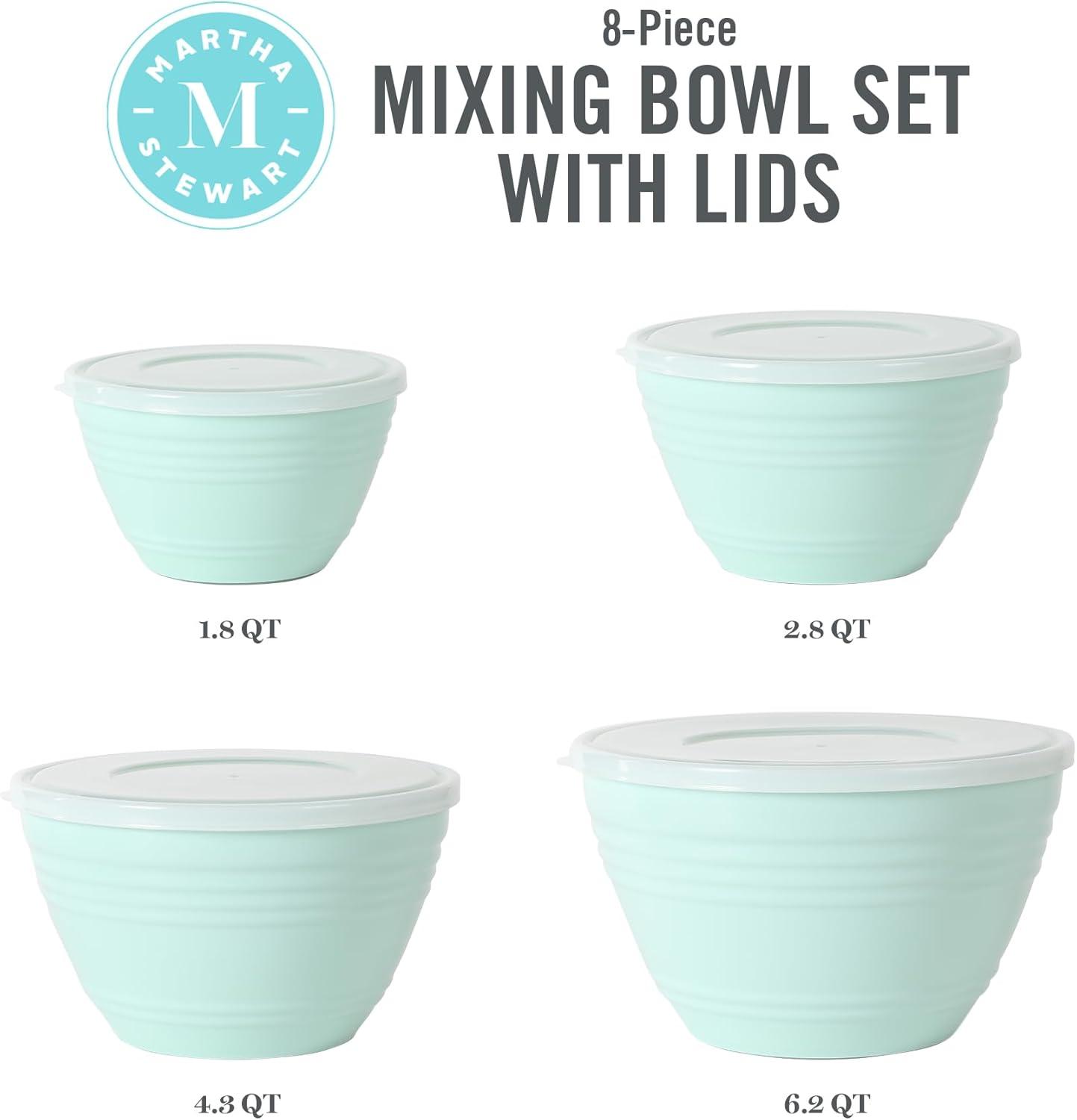 Martha Blue 8-Piece Round Mixing Bowl Set with Lids