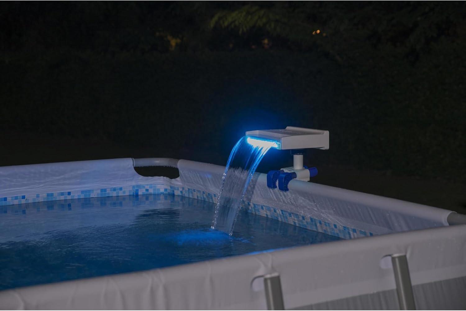 Bestway 58619E Flowclear Soothing 7 Mode Multi Colored LED Relaxing Waterfall Cascade Above Ground Swimming Pool Attachment, White