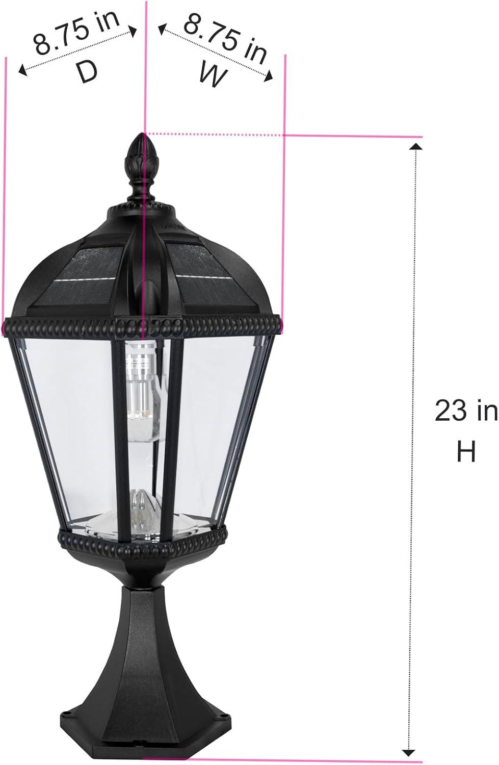 Black Aluminum and Glass Solar LED Lamp Post