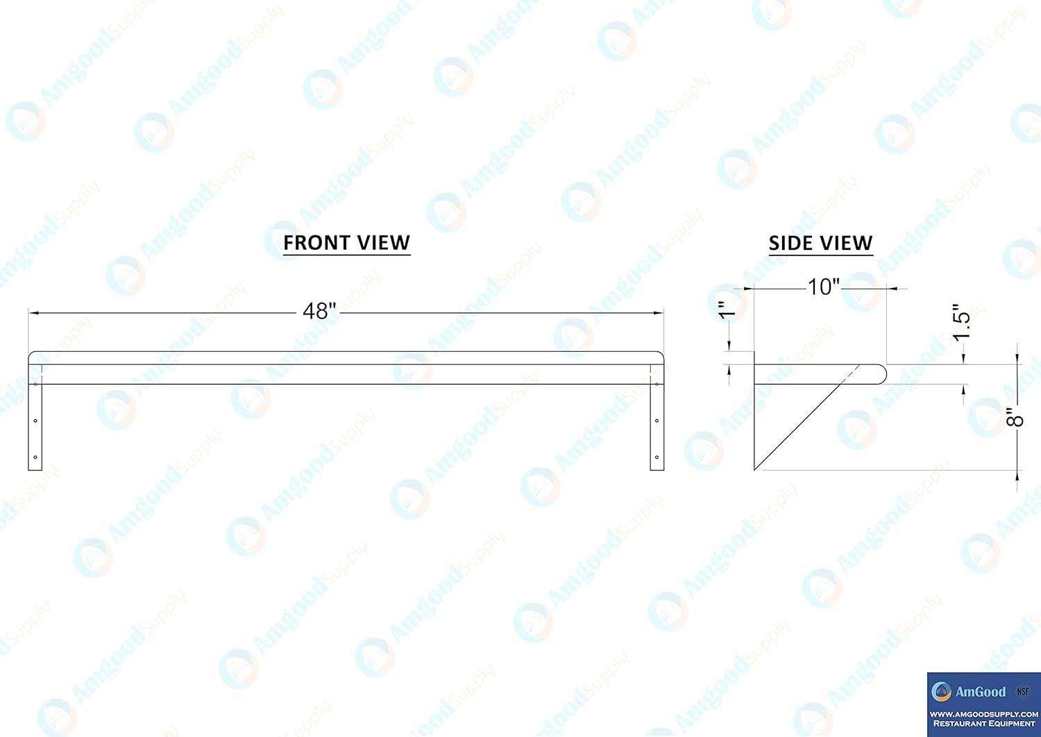 48" Stainless Steel Wall Shelf with Brackets