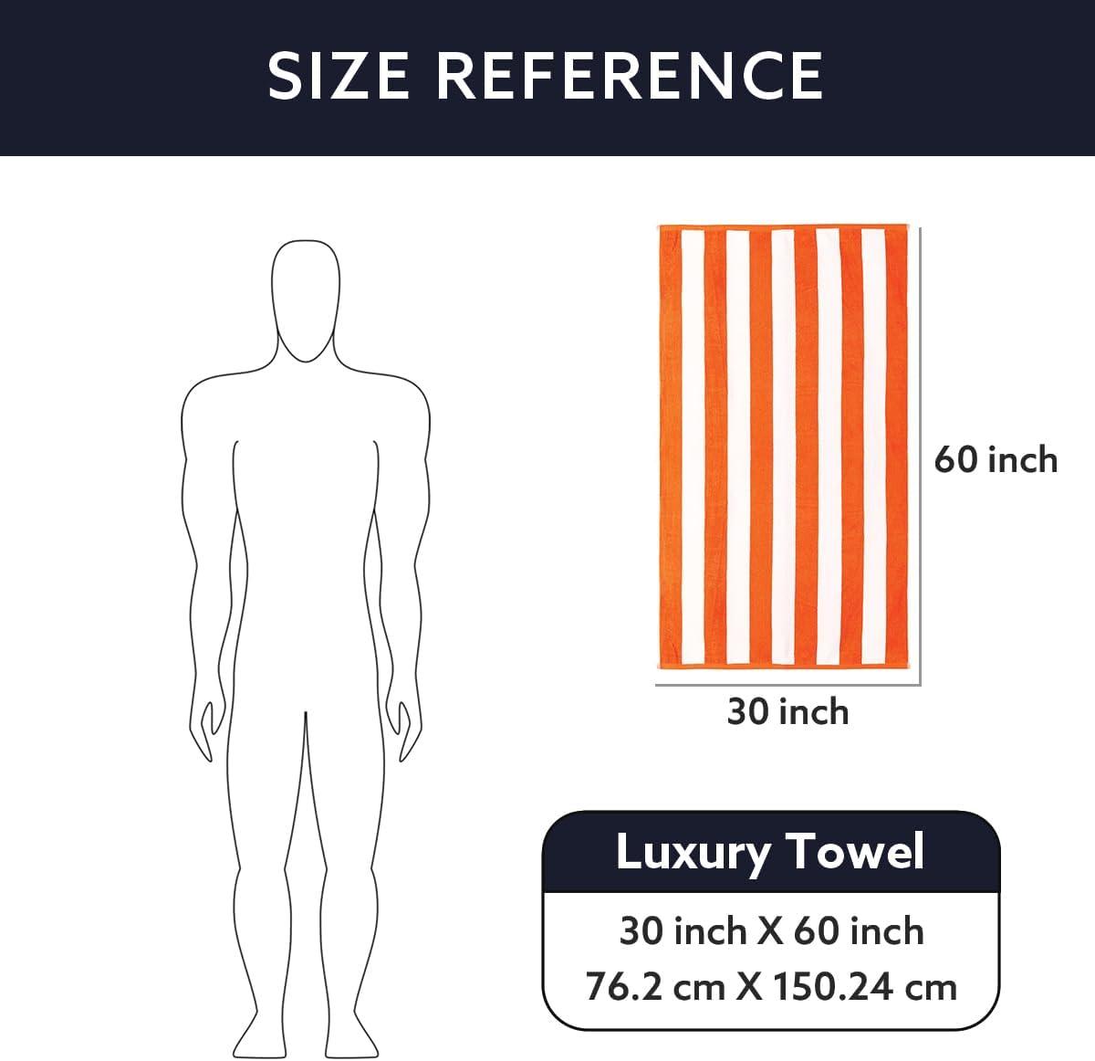 American Soft Linen Beach Towel, 100% Cotton Cabana Striped Beach Towel, 30 in by 60 in Soft Absorbent Beach Pool Towel
, Orange