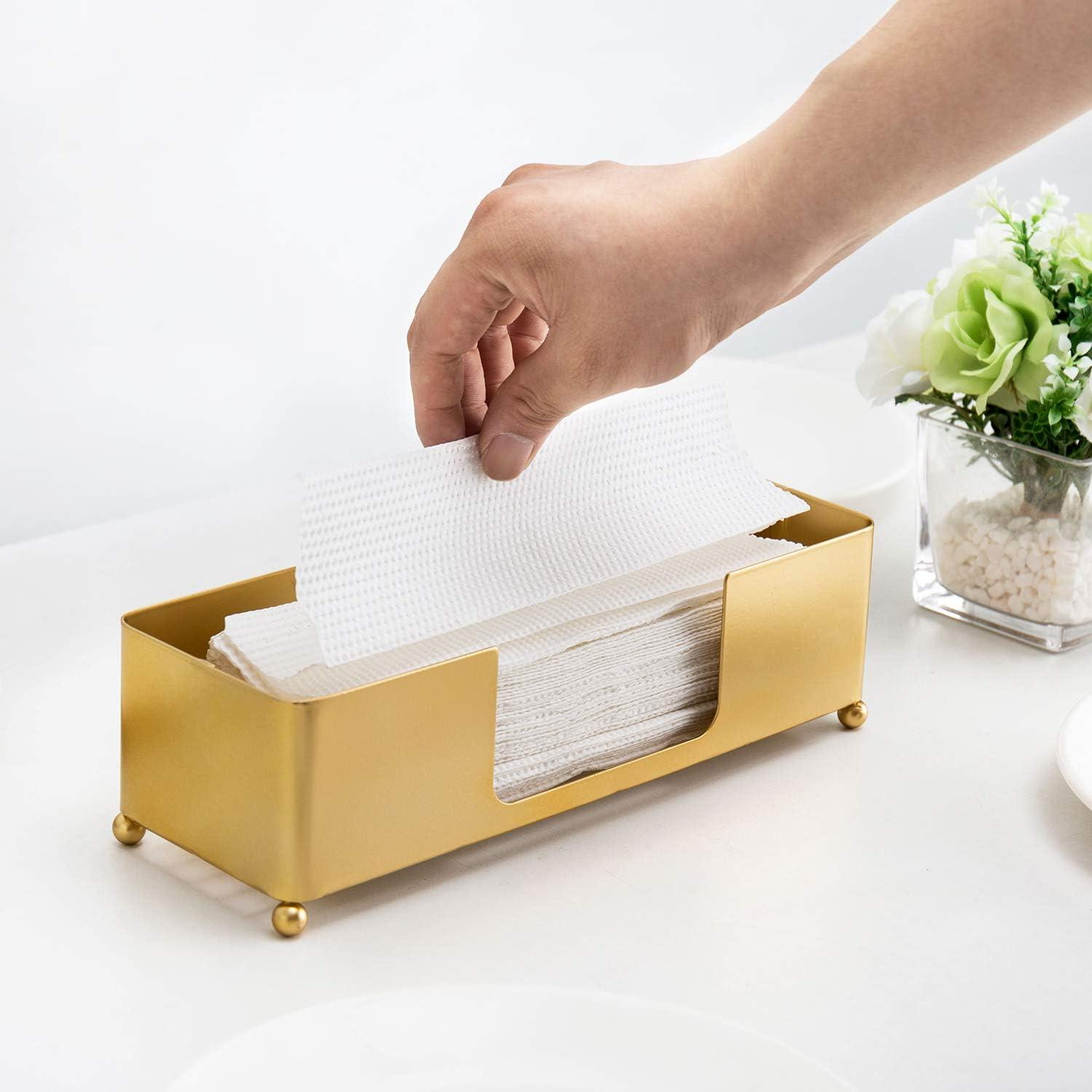 Modern Brass Metal Tabletop Paper Towel Holder with Ball Legs