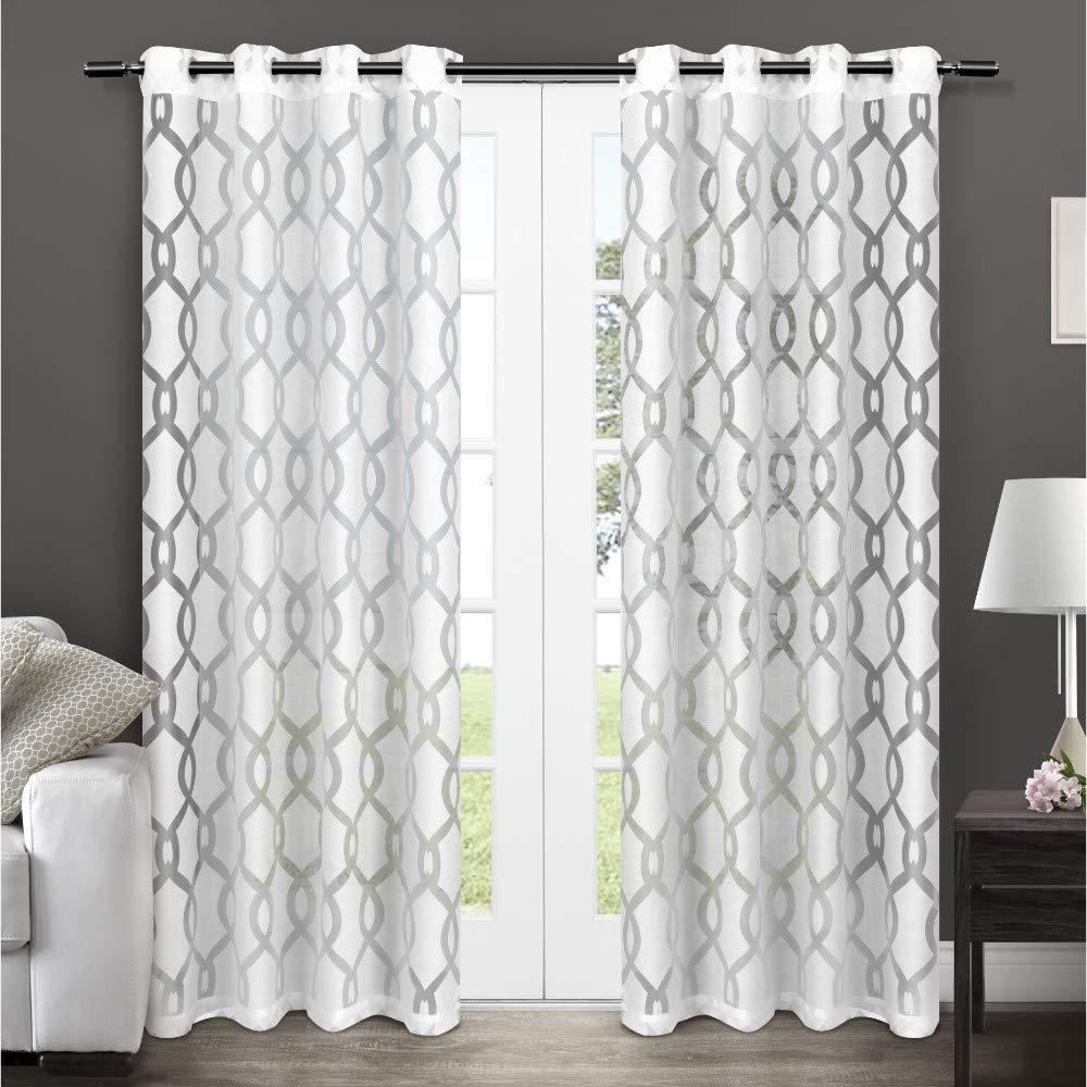 Set of 2 108"x52" Rio Sheer Window Curtain Panel White - Exclusive Home: 108 Inch White Sheer Curtain Panels